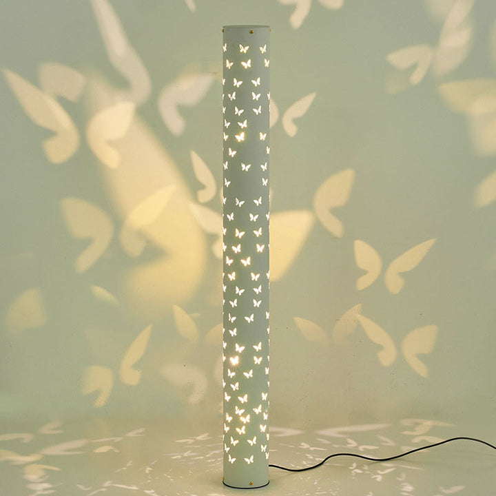 Lámpara de pie LED de cilindro mariposa creativa contemporánea de hierro y aluminio para sala de estar 