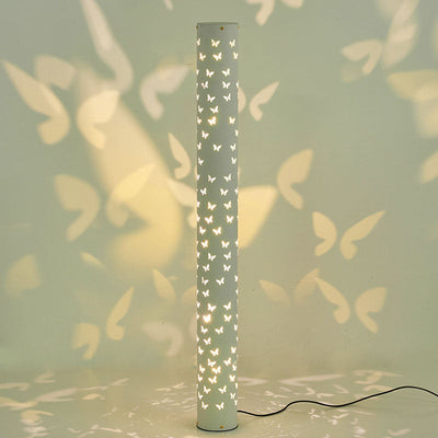 Contemporary Creative Cylinder Butterfly Iron Aluminum LED Standing Floor Lamp For Living Room