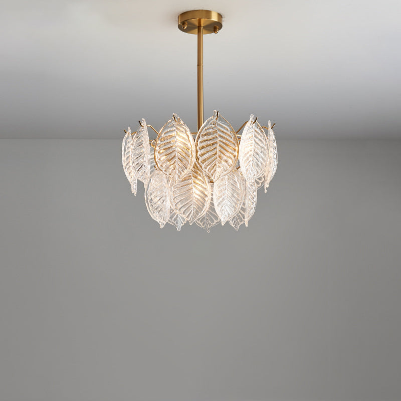 Traditioneller französischer Provinzrahmen mit Goldfinish, Blättermuster-Glasscheibe, 5/7/9/15-Licht-Kronleuchter für das Wohnzimmer 