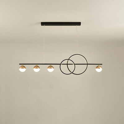 Modern Luxury Long Strip Round Globe Design LED Island Light Chandelier