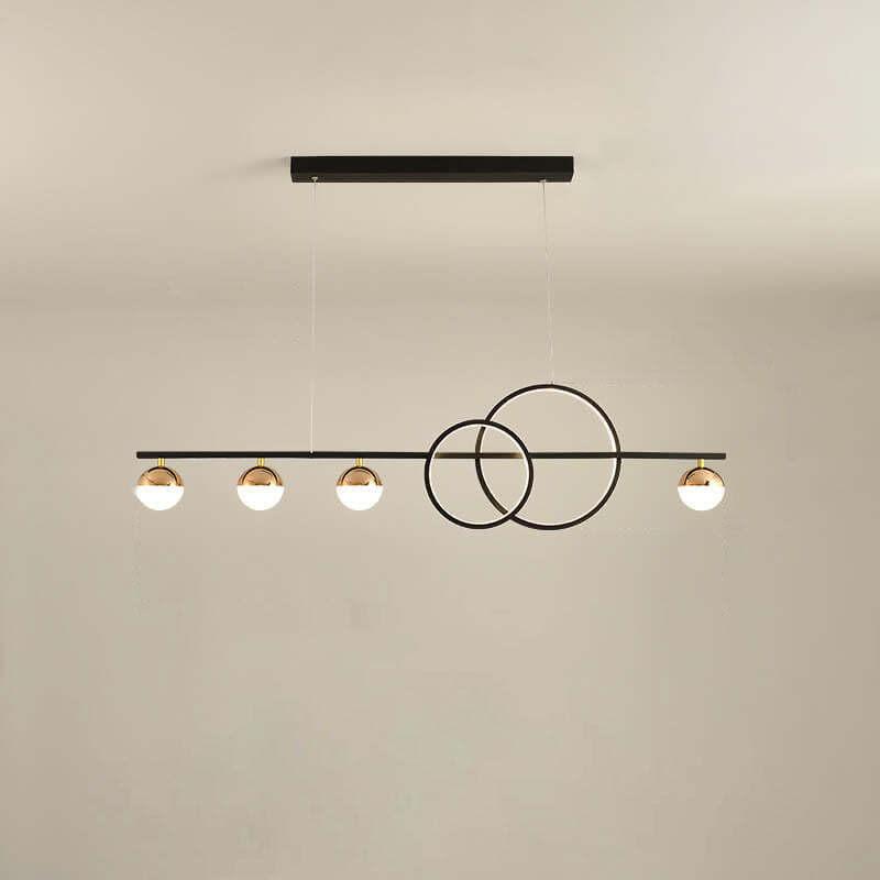 Modern Luxury Long Strip Round Globe Design LED Island Light Chandelier