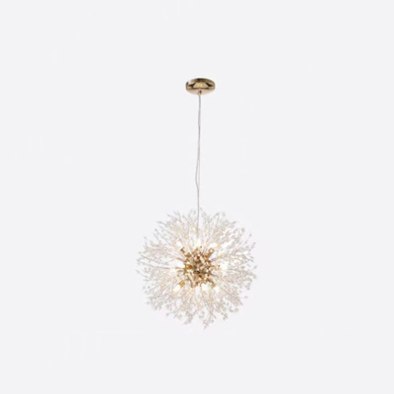 Contemporary Scandinavian Dandelion Hardware Crystal 8/9/12/16 Light Chandelier For Bedroom