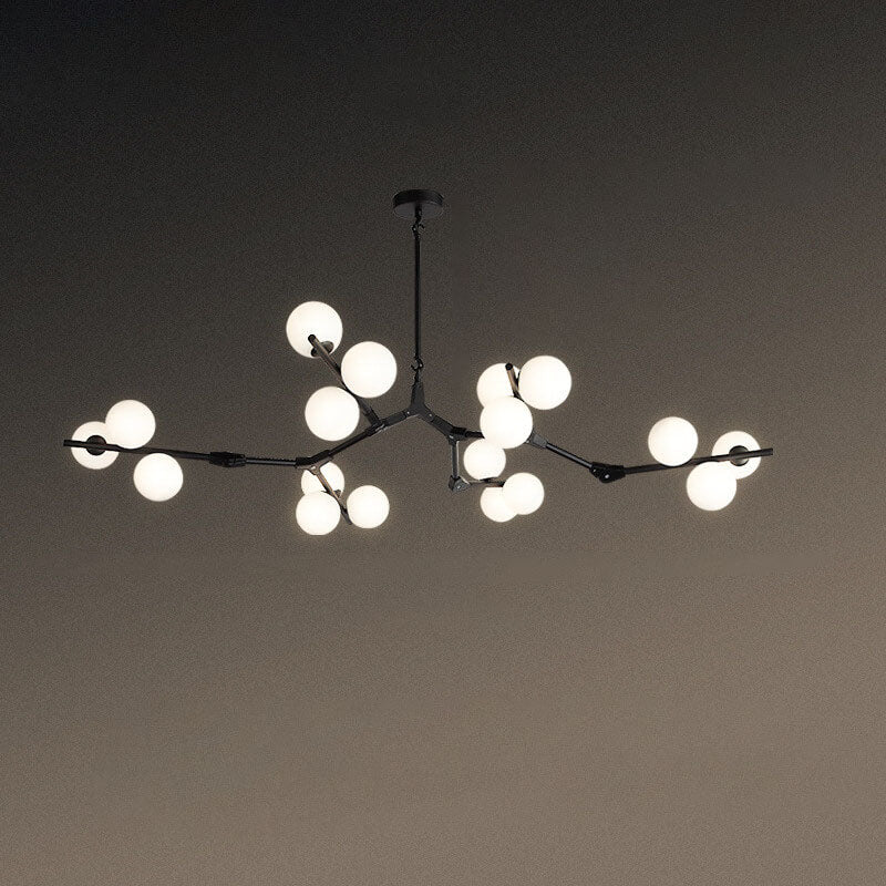 Moderner minimalistischer Magic Bean Zweig-Kronleuchter aus Glas und Metall mit 12/18/24 Flammen für Wohnzimmer &amp; Schlafzimmer 
