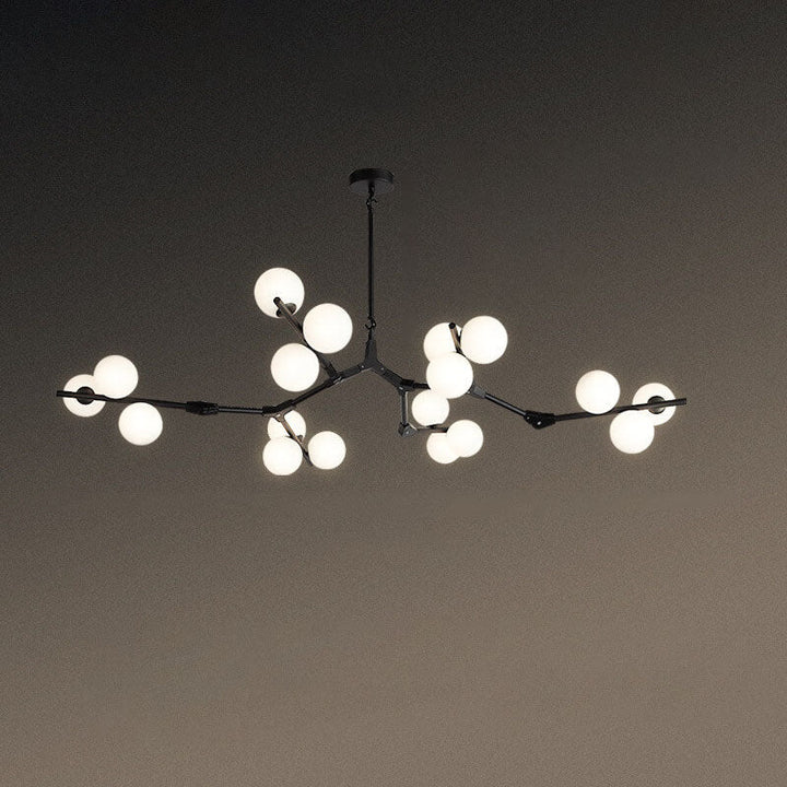Moderner minimalistischer Magic Bean Zweig-Kronleuchter aus Glas und Metall mit 12/18/24 Flammen für Wohnzimmer &amp; Schlafzimmer 