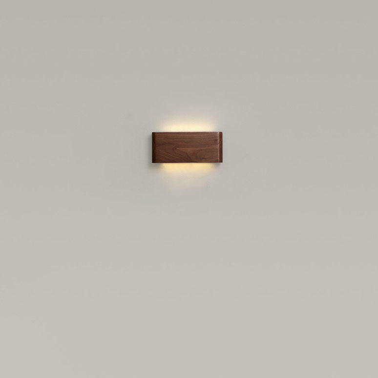 Minimalist Chinese Walnut Rectangular LED Wall Sconce Lamp