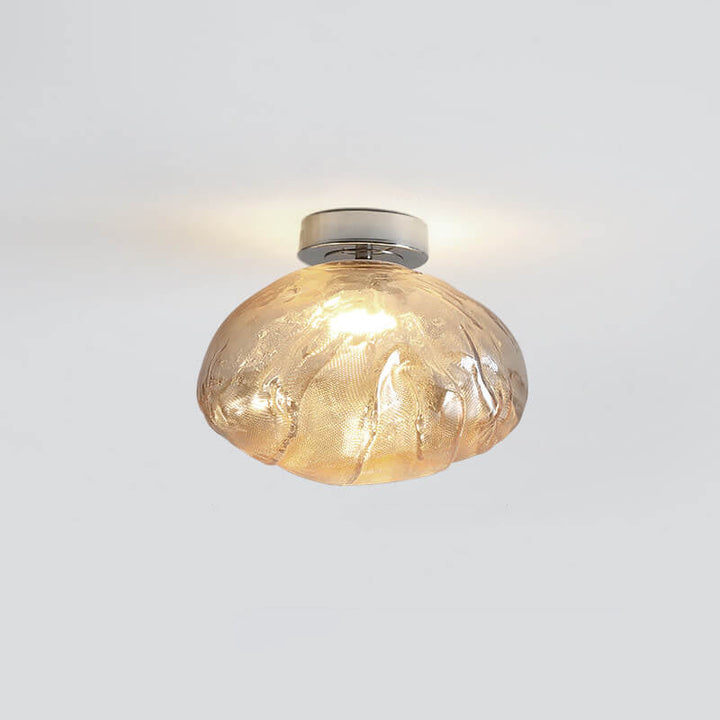 Nordic Creative Amber Glass Cloud Design LED Semi-Flush Mount Ceiling Light