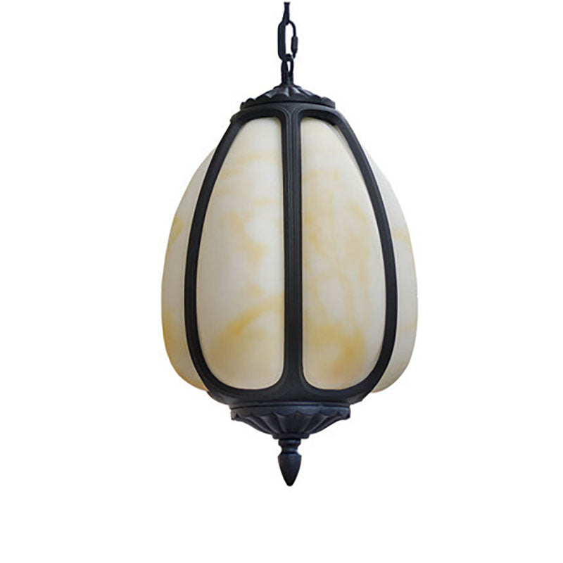 Lámpara colgante exterior de 1 luz con pantalla de calabaza de jade de imitación moderna 