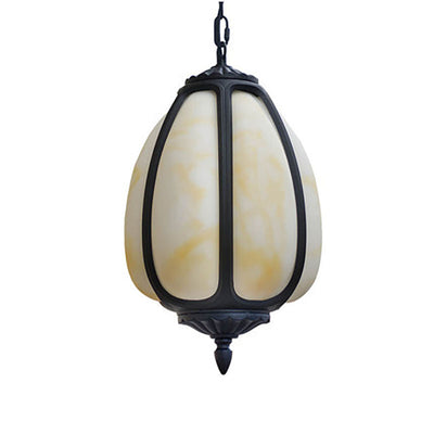 Modern Imitation Jade Shade Pumpkin 1-Light Outdoor Pendant Light