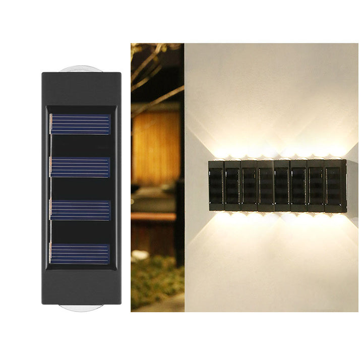 Aplique de pared LED solar exterior impermeable de tira larga de ABS y PC de estilo minimalista moderno para exterior 
