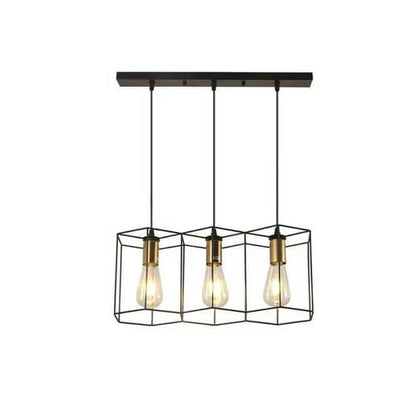 Lustre moderne de style mi-siècle avec cadre en fer polygonal géométrique à 3/5 lumières pour salon 