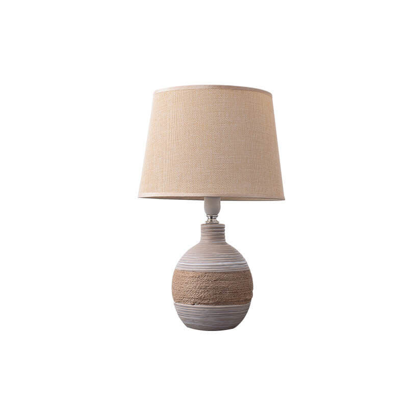 Nordic Vintage Stoff Keramik Glasbasis 1-Licht Tischlampe 
