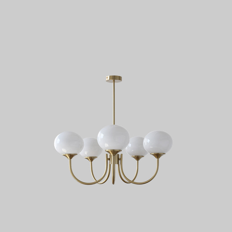 Moderne minimalistische ovale gebogene Stange Eisen Glas 3/5 Licht Kronleuchter für Wohnzimmer 