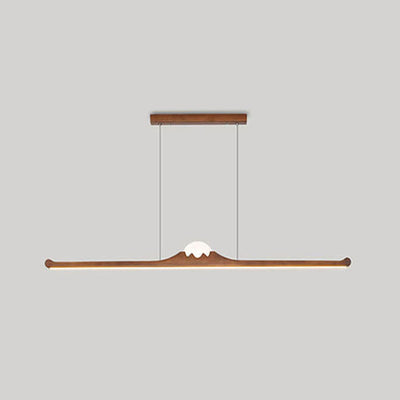 Nordic Retro Black Walnut Solid Wood Long Strip LED Island Light Chandelier