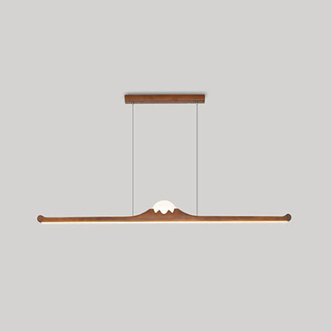 Nordic Retro Schwarz Walnuss Massivholz Langstreifen LED Insel Licht Kronleuchter 