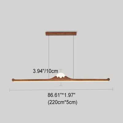 Nordic Retro Schwarz Walnuss Massivholz Langstreifen LED Insel Licht Kronleuchter 