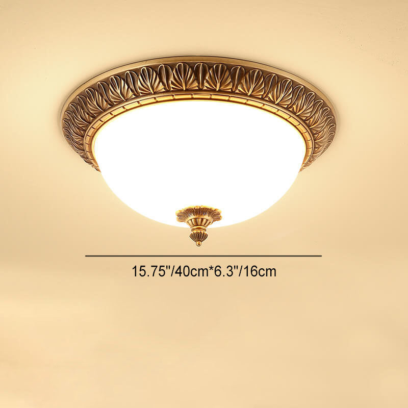 Plafonnier circulaire moderne imitation marbre tout en cuivre à 1 lumière 