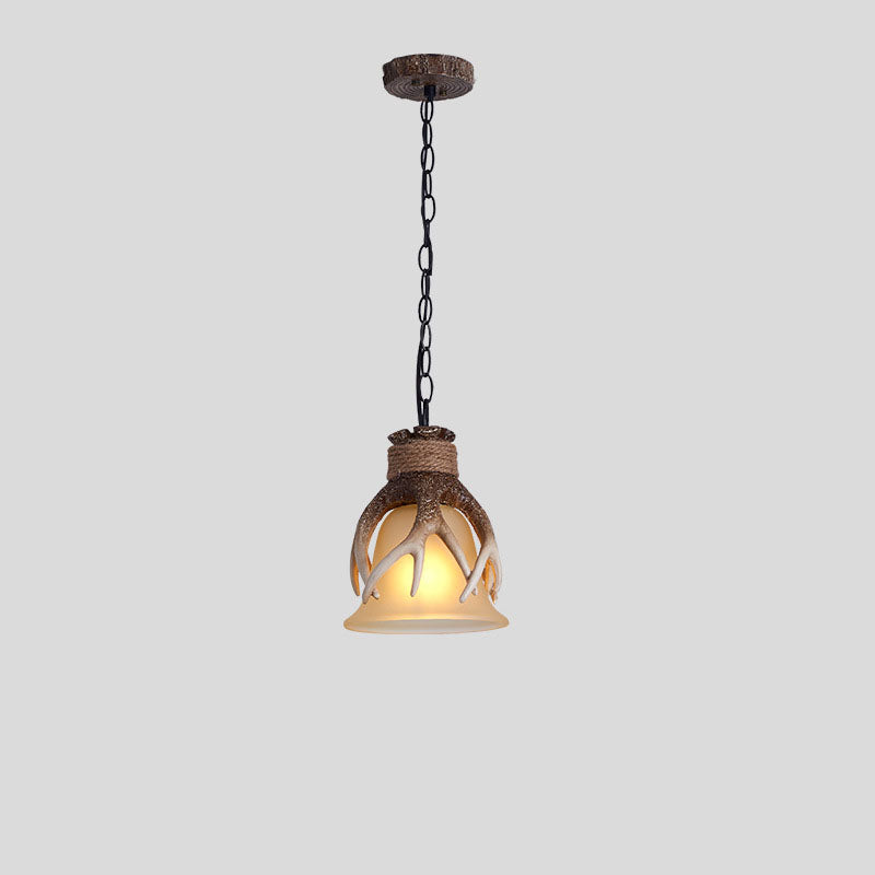Moderne industrielle Pendelleuchte mit Geweih-, Ruder-, Harz- und Glasdesign, 1-flammig, für das Esszimmer 