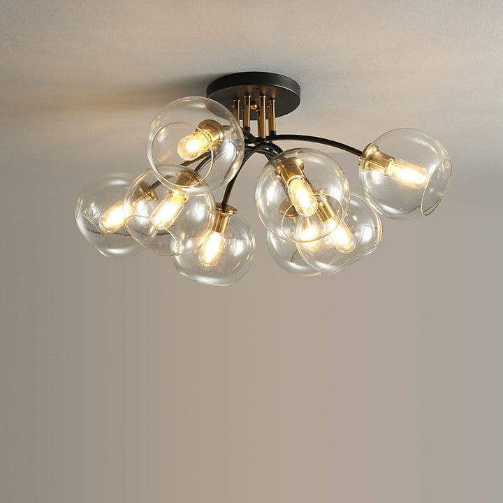 Plafonnier semi-encastré moderne en verre de luxe léger avec haricot magique rond 4/6/8 lumières 