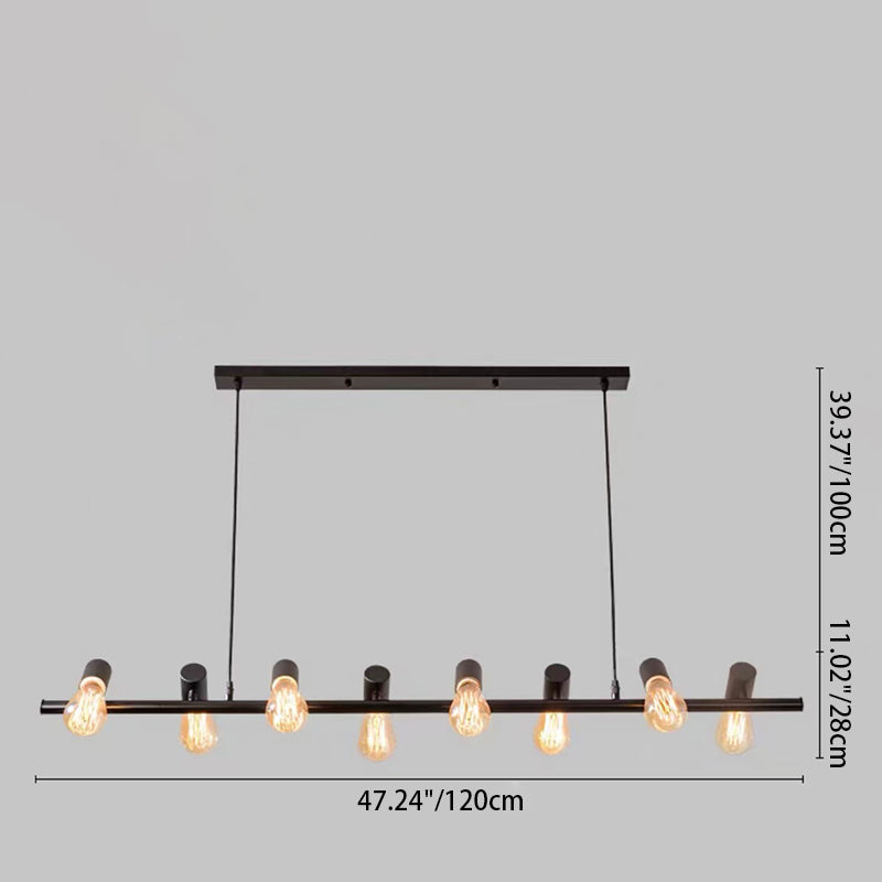 Zeitgenössische Retro Hardware Linear Rahmen Glas Schatten 6/8/10-Licht Insel Licht Kronleuchter Für Esszimmer 