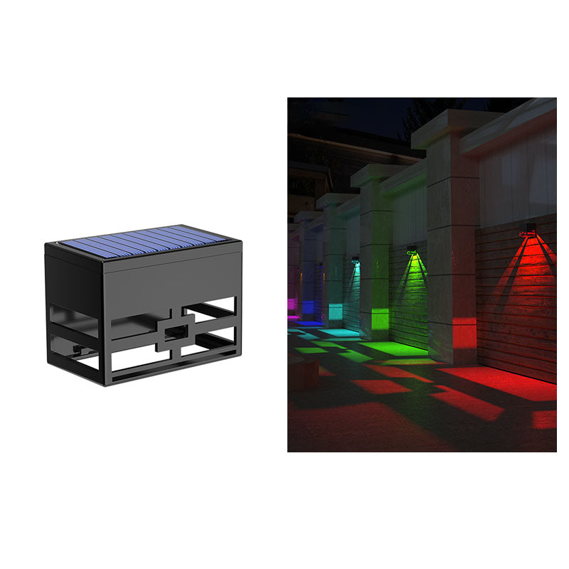 Moderne minimalistische quadratische Solar-LED-Zaun-Wandleuchte aus ABS im Skelett-Design für den Außenbereich 