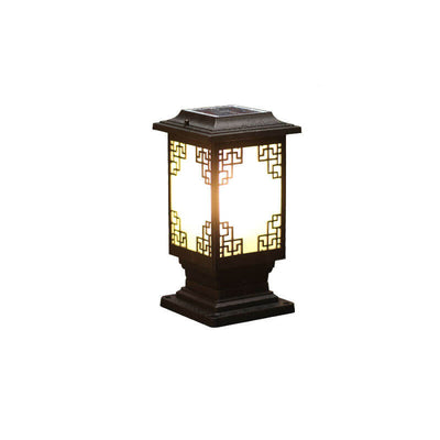 Solar Chinesisches Fenster Quadrat Post Head 1-Licht Wasserdichte Garten Landschaft Licht 