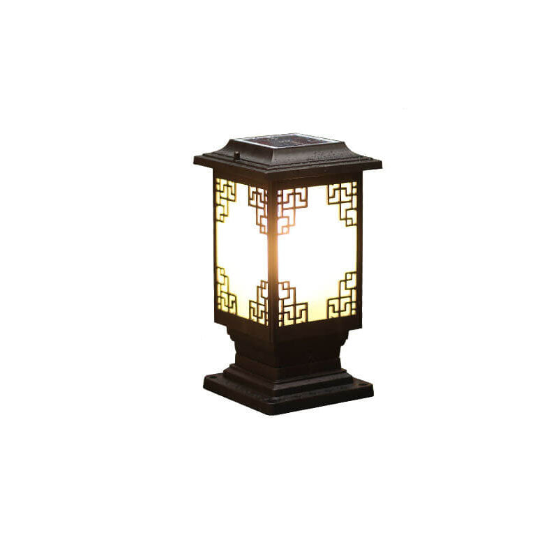 Solar Chinesisches Fenster Quadrat Post Head 1-Licht Wasserdichte Garten Landschaft Licht 
