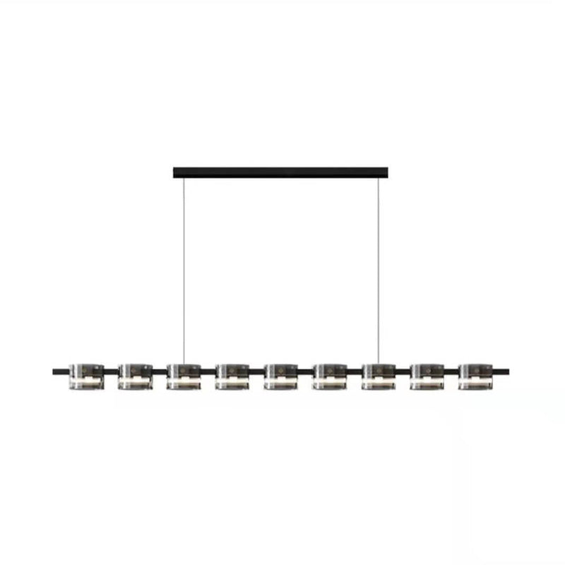 Modern Minimalist Glass Cylindrical Shade Bar LED Chandelier
