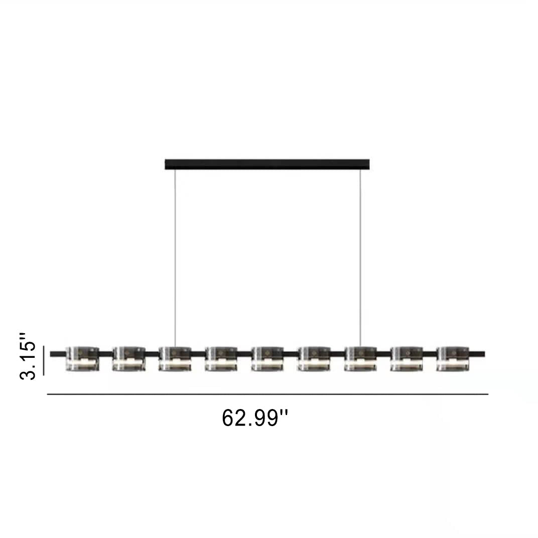 Modern Minimalist Glass Cylindrical Shade Bar LED Chandelier