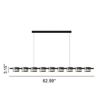 Moderner, minimalistischer LED-Kronleuchter aus Glas mit zylindrischem Lampenschirm 