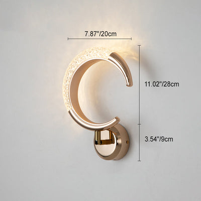 Lámpara de pared LED con pantalla de acrílico y anillo de hierro en oro rosa de lujo moderno para dormitorio 