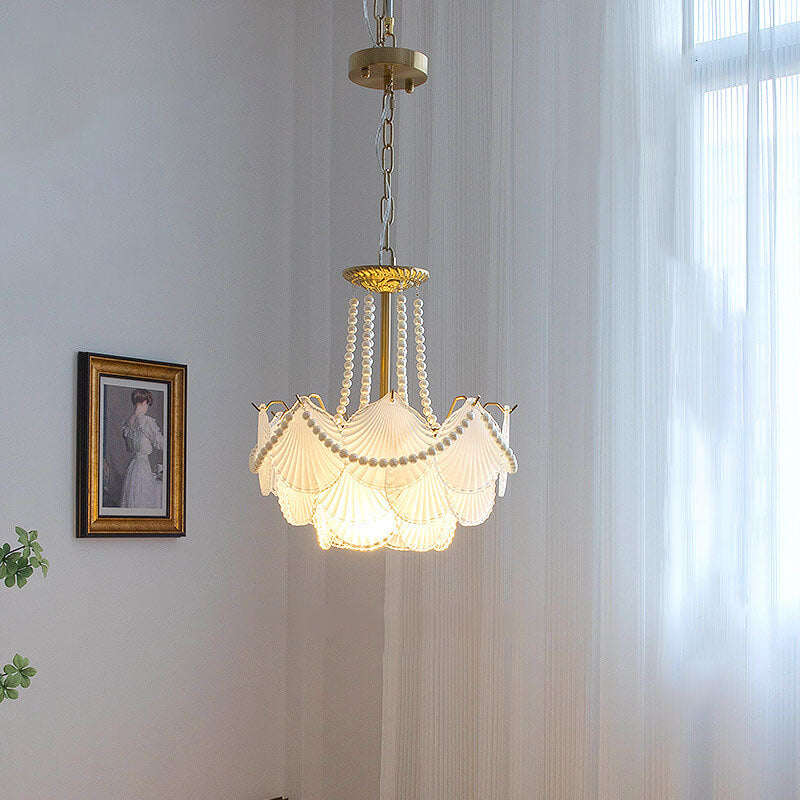French Light Luxury Petal 3/6/9-Light Inselleuchter aus Glas 