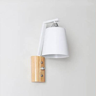 Japanese Minimalist Log Round Iron Glass Lampshade 1-Light Wall Sconce Lamp