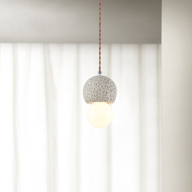 Contemporary Creative Imitation Rock Texture Semicircular Resin Shade 1-Light Pendant Light For Dining Room