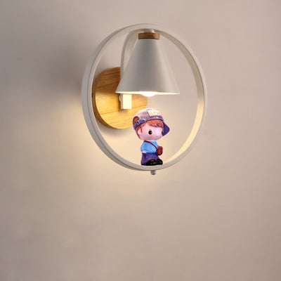 Nordic Cone Ring Eisenholz 1-Licht Wandleuchte für Kinder