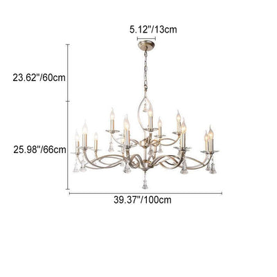 Light Luxury Iron Frame Candelabra Crystal 3/6/8/10/15-Light Chandelier