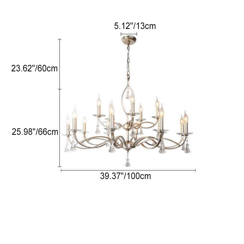 Light Luxury Iron Frame Candelabra Crystal 3/6/8/10/15-Light Chandelier