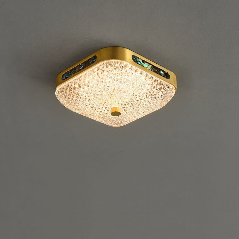 Simple Square Round Acrylic Brass LED Flush Mount Ceiling Light