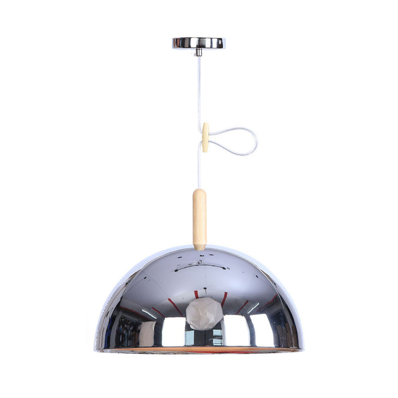 Nordic Simple Iron Dome Wood 1-Light Pendelleuchte