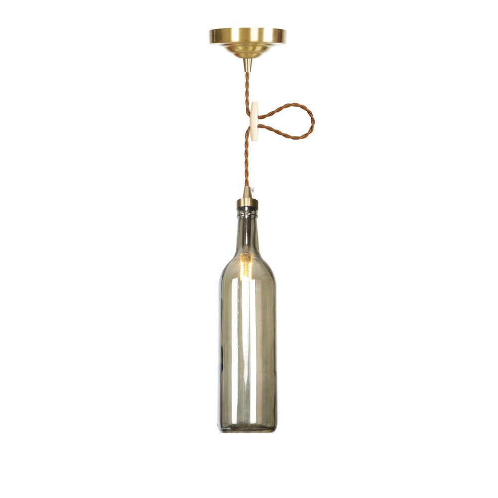 Contemporary Industrial Wine Bottle Glass Copper 1-Light Pendant Light For Living Room &amp; Bedroom