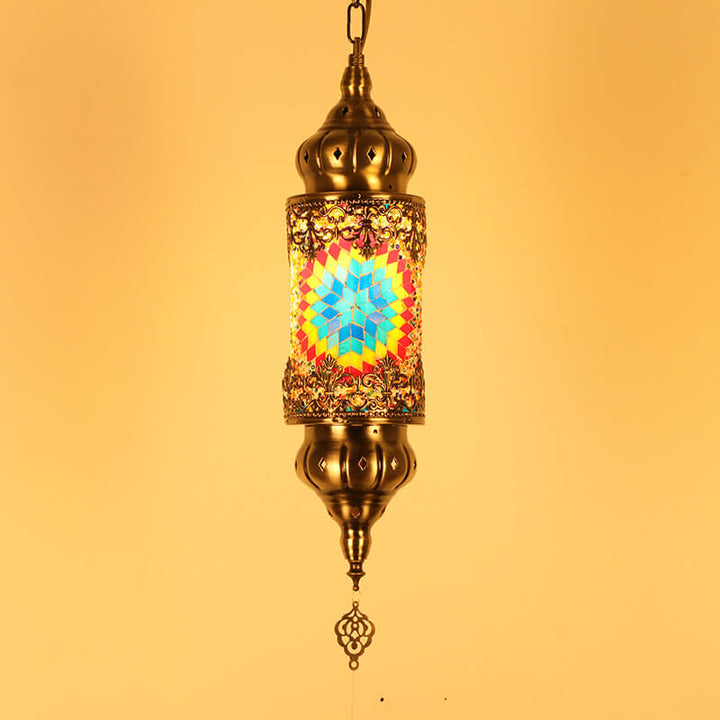Vintage Südostasiatischer Stil Eisen Glas 1-Licht Pendelleuchte 