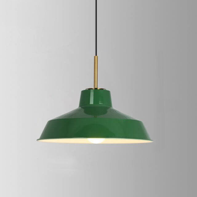Industrial Vintage Green Iron Dome Cone 1-Light Pendant Light