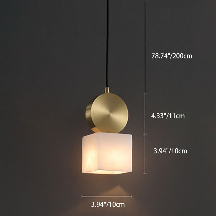 Moderne Luxus geometrische Würfel Marmor Schatten Messing 1-Licht Pendelleuchte für Wohnzimmer 