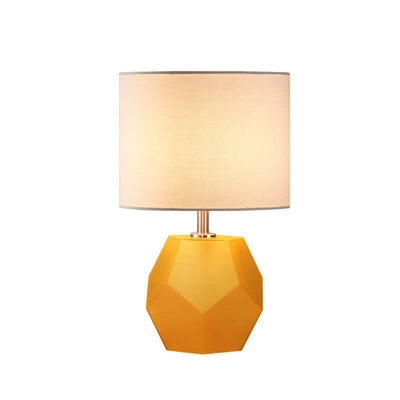 Nordic Drum Fabric Rhombus Ball Base 1-Light Table Lamp