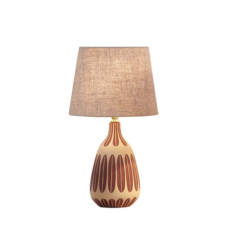 Nordic Vertical Pattern Ceramic Fabric 1-Light Table Lamp