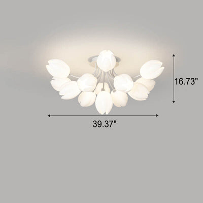 Moderne Tulip Flower Shape 7/11/13 Light Semi-Flush Mount Deckenleuchte