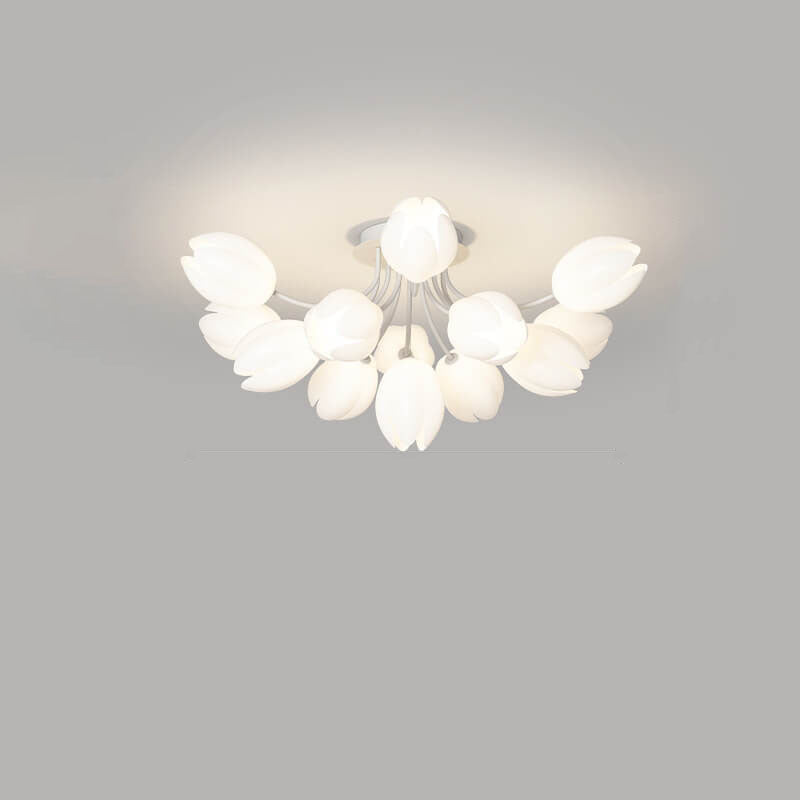 Modern Tulip Flower Shape 7/11/13 Light  Semi-Flush Mount Ceiling Light