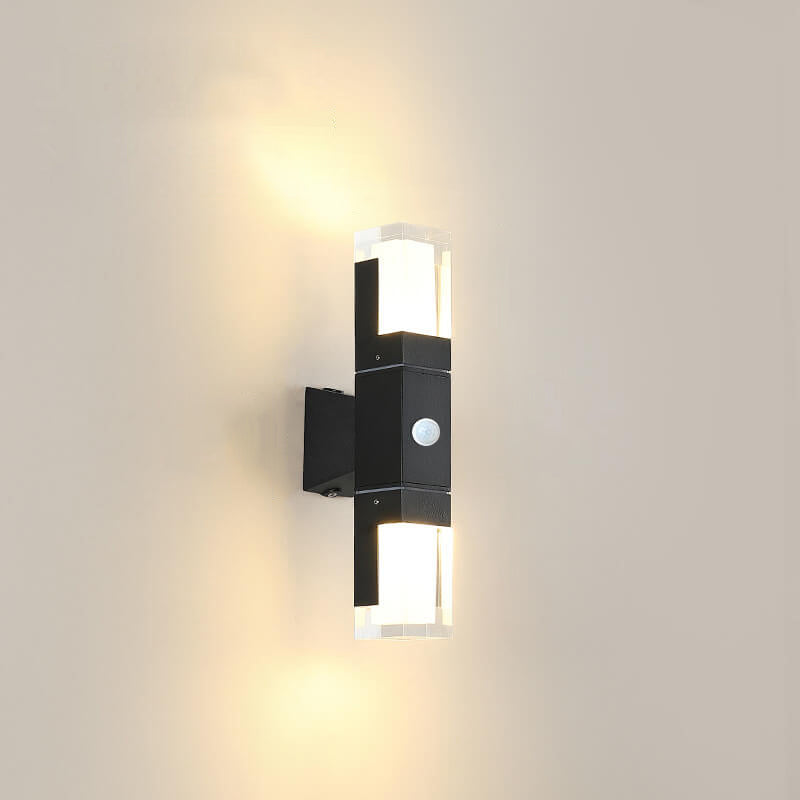 Modern Minimalist Square Column Induction Outdoor Waterproof LED Wall Sconce Lamp