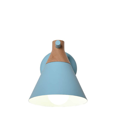 Nordische Massivholz Macaron Cone Shade 1-Licht Wandleuchte 