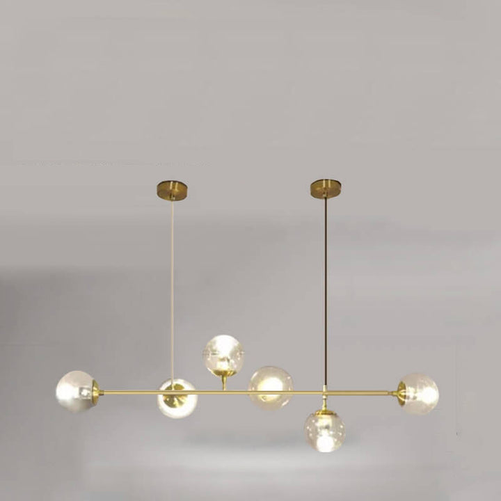 Nordischer minimalistischer bunter Kugel-Hardware-Glas-6-Licht-Insel-Licht-Kronleuchter 