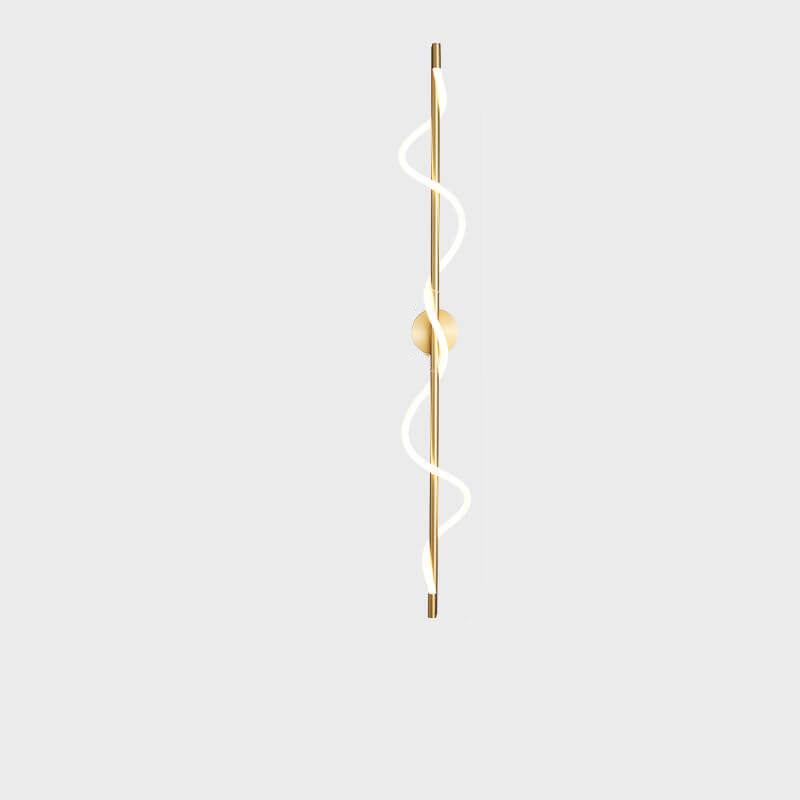 Modern Minimalist Copper-Plated Iron Twist Curve Long Bar Copper LED Wall Sconce Lamp For Living Room